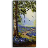 Coloray Küchenuhr Bürouhr Leinwand Uhr Geräuschlos 30x60 Gemälde Wald Baum Blüten - schwarze Hände