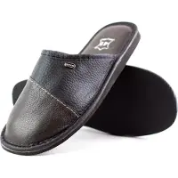 HEYO Leder Pantoletten Herren Hausschuhe Lederpantoffeln Echtleder Pantoffeln 40