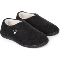 HEYO Hausschuhe Damen Herren Warme Pantoffeln Gefüttert für Herbst Winter Memory Foam rutschfeste Gummisohle Schwarz 42/43