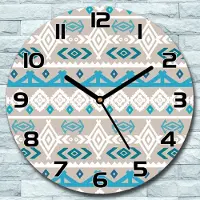 Coloray Wanduhr aus Glas Rund fi 30 Stammeskunst Quarz Deko Schlafzimmer Büro