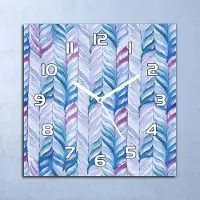 Coloray Deko Glasuhr Wanduhr 30x30 Fischgrätenmuster Quarz Küchenuhr Bürouhr