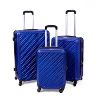 HEYO Hartschalenkoffer Reisekoffer mit Rollen Koffer & Trolleys mit Zahlenschloss Teleskopgriff Dunkelblau Set 3in1