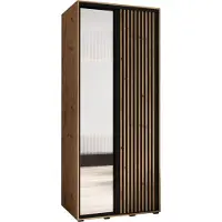MEBLE KRYSPOL Sapporo 2 Schrank mit 2 Schiebetüren - 205,2x100x60 cm - Artisan Schwarz Artisan