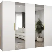 MEBLE KRYSPOL , Kleiderschrank, Schrank 250 cmx202x52, Weiß, Gold