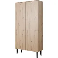 PAWS MÖBEL BERGEN , Kleiderschrank, Schrank mit Türen, Wohnzimmer, 100x196x57, Eiche ARTISAN, natürliche Holzbeine, skandinavischer Stil, Drehschrank