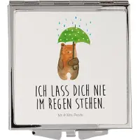 Mr. & Mrs. Panda Klappbarer Spiegel Bär Regenschirm - Weiß - Geschenk, Teddy, Partner, Spruch, Familie, Taschenspiegel, Frauen, Liebeskummer, Liebe, Kosmetikspiegel