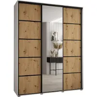 MEBLE KRYSPOL Cannes 5 Schrank mit 3 Schiebetüren - 205,2x190x45 cm - Weiß Artisan Schwarz