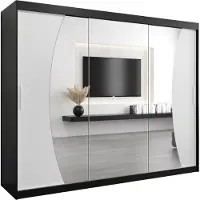 MEBLE KRYSPOL Kleiderschrank, Schiebetürenschrank Schlafzimmer, Schrank mit Spiegel WAVE 250 cm