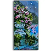 Coloray Leinwand Wanduhr Wandkunst Uhr Geräuschlos 30x60 Gemälde See Berge Blumen Kunst - weiße Hände
