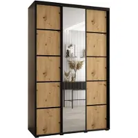 MEBLE KRYSPOL Davos 5 Schrank, drei Türen - 235,2x150x45 cm - Schwarz Artisan Schwarz