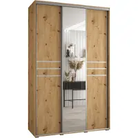 MEBLE KRYSPOL Cannes 11 Schrank mit 3 Schiebetüren - 205,2x160x60 cm - Artisan Artisan Silber