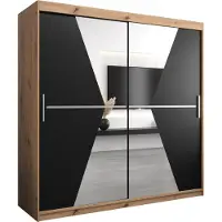 MEBLE KRYSPOL Kleiderschrank, Schiebetürenschrank Schlafzimmer, Schrank mit Spiegel MAROKO 200 cm