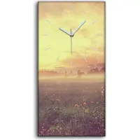 Coloray Leinwand Wanduhr Wandkunst Uhr 30x60 Sonnenuntergang Landschaft fantastisch - weiße Hände