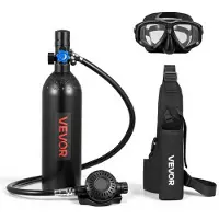 Vevor Mini Scuba Tank, 1L Portable Diving Tank for Underwater Breathing, Reusable Lung Diving Cylinder up to 20 Minutes Dive Time, Emergency Rescue Pony Bottle with Backpack & Goggles for Snorkeling