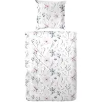 Hahn Textilien Hahn Seersucker Bettwäsche 155x220 cm + 80x80 cm Weiss Baumwolle bügelarm