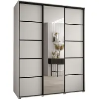 MEBLE KRYSPOL Cannes 5 Schrank mit 3 Schiebetüren - 205,2x190x60 cm - Weiß Weiß Schwarz
