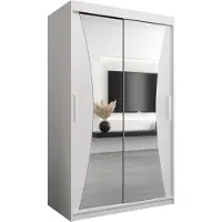 MEBLE KRYSPOL Kleiderschrank, Schiebetürenschrank Schlafzimmer, Schrank mit Spiegel MONACO 120 cm