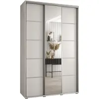 MEBLE KRYSPOL Davos 5 Schrank, drei Türen - 235,2x150x45 cm - Weiß Weiß Silber