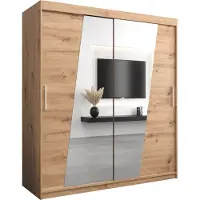 MEBLE KRYSPOL Kleiderschrank, Schiebetürenschrank Schlafzimmer, Schrank mit Spiegel RHOMB 180 cm