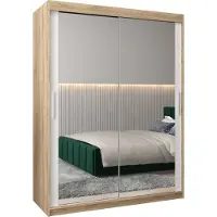 MEBLE KRYSPOL Kleiderschrank, Schiebetürenschrank Schlafzimmer, Schrank mit Spiegel TOKYO 3 150 cm