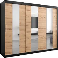 MEBLE KRYSPOL Kleiderschrank, Schiebetürenschrank Schlafzimmer, Schrank mit Spiegel POLE 250 cm