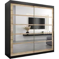 MEBLE KRYSPOL Kleiderschrank, Schiebetürenschrank Schlafzimmer, Schrank mit Spiegel ROMA 2 200 cm