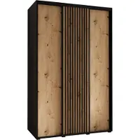 MEBLE KRYSPOL Sapporo 1 Schrank mit 3 Schiebetüren - 205,2x160x60 cm - Schwarz Artisan Schwarz