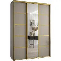 MEBLE KRYSPOL Kryspol Dakota 5 Schrank, drei Türen - 235,2x180x45cm - Kaschmir Gold