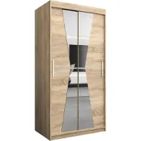 MEBLE KRYSPOL Kleiderschrank, Schiebetürenschrank Schlafzimmer, Schrank mit Spiegel MAROKO 100 cm