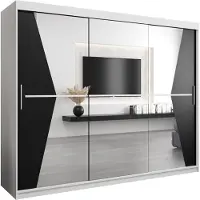 MEBLE KRYSPOL Kleiderschrank, Schiebetürenschrank Schlafzimmer, Schrank mit Spiegel MAROKO 250 cm