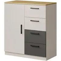 Mzm24 Kommode mit Schubladen Billz 1D4S 80 Kaschmir/Eiche Cremona