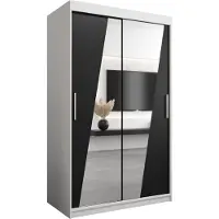 MEBLE KRYSPOL Kleiderschrank, Schiebetürenschrank Schlafzimmer, Schrank mit Spiegel RHOMB 120 cm