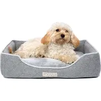 DOTTY Schlafplatz Hundebett Hundesofa, Katzenbett, Kuscheliges Haustierbett, Plüschbett für kleine Hunde, waschbar, Grau, Größe XS (45 cm x 35 cm)
