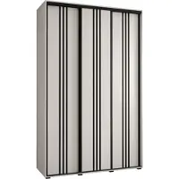 MEBLE KRYSPOL Davos 6 Schrank, drei Türen - 235,2x160x45 cm - Weiß Weiß Schwarz
