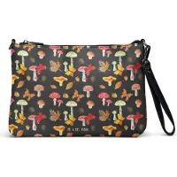 Mr. & Mrs. Panda Damenhandtasche Pilze Schmetterlinge - Grau - Geschenk, Umhängetasche, Pilz Muster, Abendtasche, Handtasche, Damen, Kleine, Nachtfalter, Schmetterling