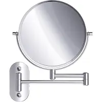 DEUSENFELD KW52C - Doppel Wand Kosmetikspiegel, 5x Vergrößerung + Normalspiegel, Ø20cm, 360° vertikal und horizontal schwenkbar, hochglanz verchromt