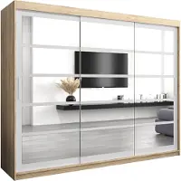 MEBLE KRYSPOL Kleiderschrank, Schiebetürenschrank Schlafzimmer, Schrank mit Spiegel ROMA 2 250 cm