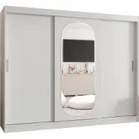 MEBLE KRYSPOL ROYAL 250 Kleiderschrank mit drei Schiebetüren für Schlafzimmer – moderner Aufbewahrungsschrank mit Kleiderstange und Regalen – 250x200x62cm - Mattweiß