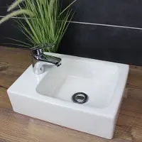 Arnusa Waschbecken Hängewaschbecken Aufsatzwaschbecken 38,5 x 28 cm Gäste-WC Wandwaschbecken Keramik