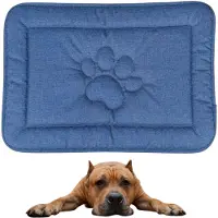 DOTTY Hundematte mit Pfotenmotiv – Jeansblau – Größe L (88×60 cm) – stilvolles, waschbares Hundebett – wasserdicht und rutschfest für große Hunde