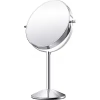 DEUSENFELD SK52C - Doppel Stand Kosmetikspiegel, Make-Up Spiegel, 5x Vergrößerung + Normal, Ø20cm, hochglanz verchromt