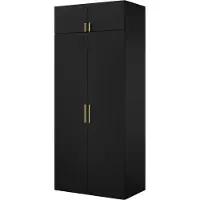 Mzm24 Drehtürenschrank mit Aufsatz Napoli 2D 100 Schwarz (schwarzer oder goldener Griff)