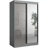 Mzm24 Schiebetürenschrank mit Spiegel Como 2D1L 120 Grau (Lacobel)