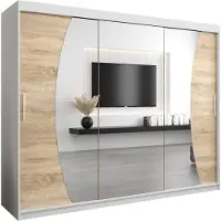 MEBLE KRYSPOL Kleiderschrank, Schiebetürenschrank Schlafzimmer, Schrank mit Spiegel WAVE 250 cm