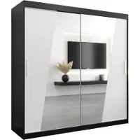 MEBLE KRYSPOL Kleiderschrank, Schiebetürenschrank Schlafzimmer, Schrank mit Spiegel RHOMB 200 cm
