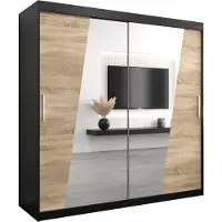 MEBLE KRYSPOL Kleiderschrank, Schiebetürenschrank Schlafzimmer, Schrank mit Spiegel RHOMB 200 cm