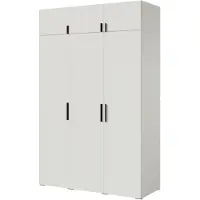 Mzm24 Drehtürenschrank mit Aufsatz Napoli 3D 150 Weiß (schwarzer oder goldener Griff)