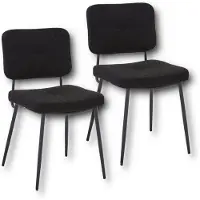 HOOZ 2er Set Esszimmerstühle mit Rückenlehne, Teddystoff Küchenstuhl mit Metallbeinen, Polsterstuhl Wohnzimmerstuhl Sessel für Esszimmer Schlafzimmer und Konferenzraum