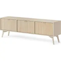 Lomadox TV Lowboard in beige, Front mit Fischgrätenmuster, FAREHAM-160