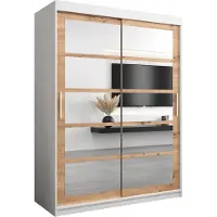 MEBLE KRYSPOL Kleiderschrank, Schiebetürenschrank Schlafzimmer, Schrank mit Spiegel ROMA 2 150 cm
